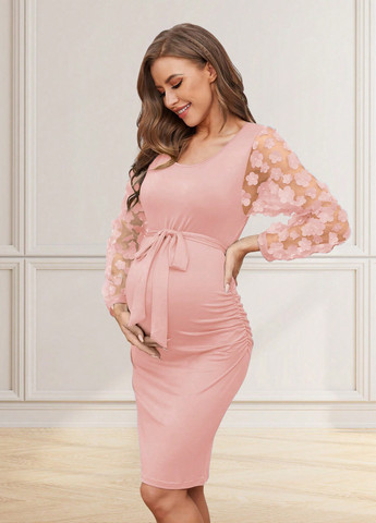 Світло-рожева кежуал сукня для вагітних футляр SHEIN однотонна