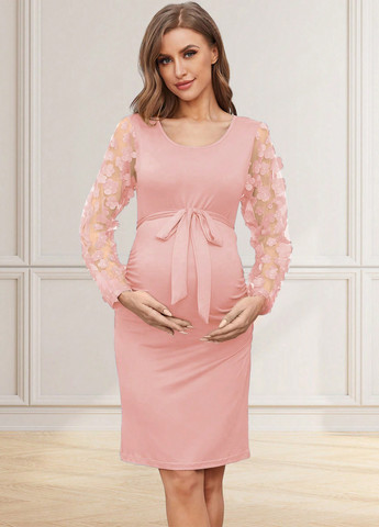 Світло-рожева кежуал сукня для вагітних футляр SHEIN однотонна
