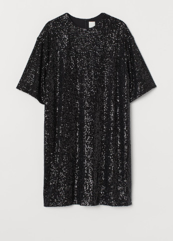 Чорна коктейльна сукня з паєтками H&M однотонна