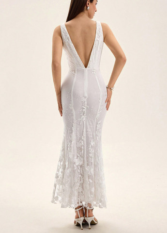 Білий вечірня, кежуал сукня годе SHEIN однотонна