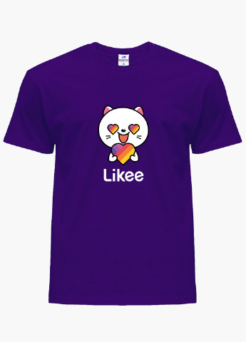 Фіолетова демісезонна футболка дитяча лайк котик (likee cat) (9224-1036) MobiPrint