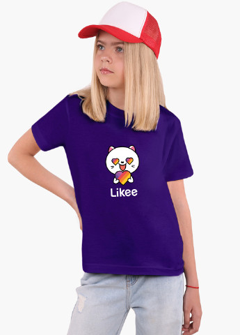 Фіолетова демісезонна футболка дитяча лайк котик (likee cat) (9224-1036) MobiPrint