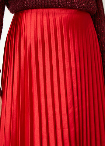 Красная кэжуал однотонная юбка KOTON плиссе
