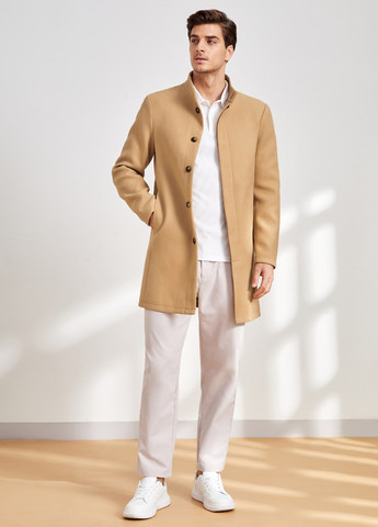 Бежевое демисезонное Пальто однобортное SHEIN