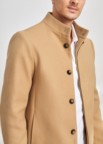 Бежевое демисезонное Пальто однобортное SHEIN