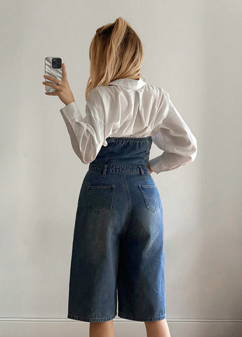 Комбінезон SHEIN комбінезон-шорти варенка синій джинсовий бавовна, джинс