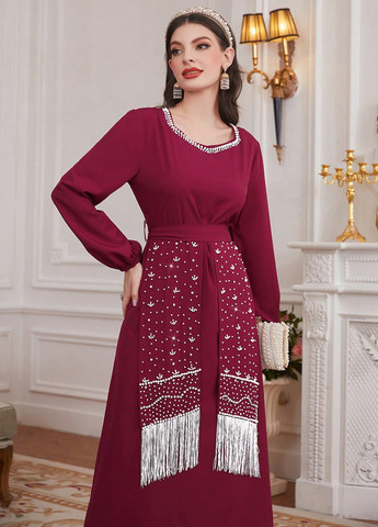 Бордовое кэжуал, праздничный платье SHEIN однотонное