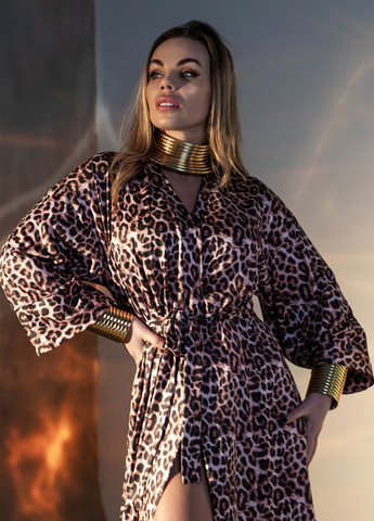 Довгий халат з поясом із легкої принтованної мікрофібри TOTALFIT (322346478)