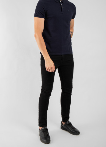 Синя темно-синя футболка-поло з вишитим логотипом Emporio Armani