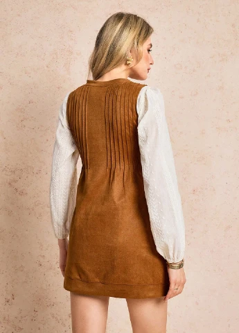 Коричневое кэжуал платье а-силуэт SHEIN однотонное