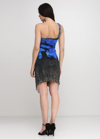 Синее кэжуал платье Roberto Cavalli с абстрактным узором