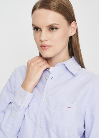 Голубой кэжуал рубашка однотонная Zara