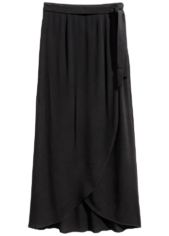 Черная кэжуал однотонная юбка H&M а-силуэта (трапеция)