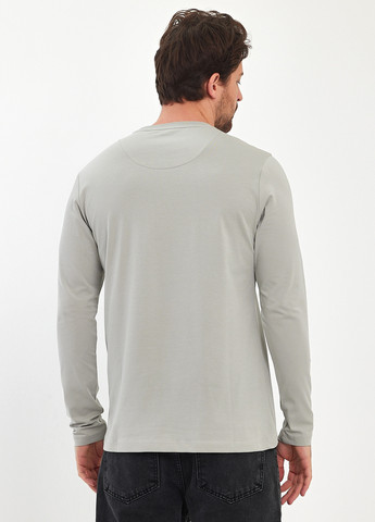 Лонгслів Trend Collection однотонний світло-сірий кежуали бавовна, трикотаж