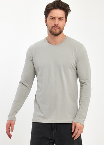 Лонгслів Trend Collection однотонний світло-сірий кежуали бавовна, трикотаж