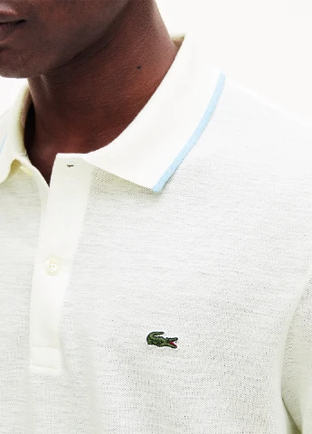 Айвори футболка-поло для мужчин Lacoste меланжевая