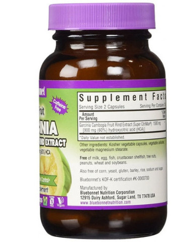 Super Fruit, Garcinia Cambogia Fruit Rind Extract 60 Veg Caps Bluebonnet Nutrition (256380252)
