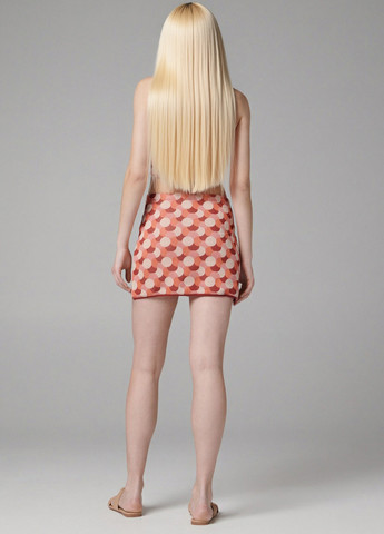 Лососевая кэжуал с геометрическим узором юбка Sinsay а-силуэта (трапеция)