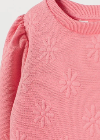 H&M світшот однотонний рожевий кежуал поліестер