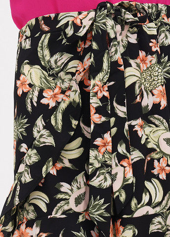 Черная кэжуал цветочной расцветки юбка H&M на запах, клешированная