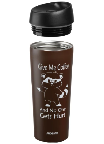Термочашка Coffee time Енот 0,45 л нержавеющая сталь, коричневый Ardesto (252787968)