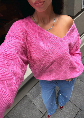 Темно-розовый демисезонный пуловер пуловер SHEIN