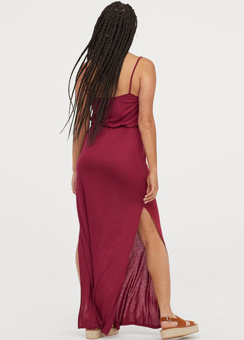 Бордовое кэжуал платье платье-майка H&M однотонное