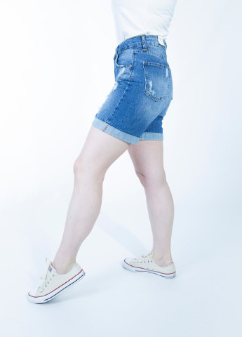 Шорты джинсовые женские синие тертые Cracpot mom (253270107)