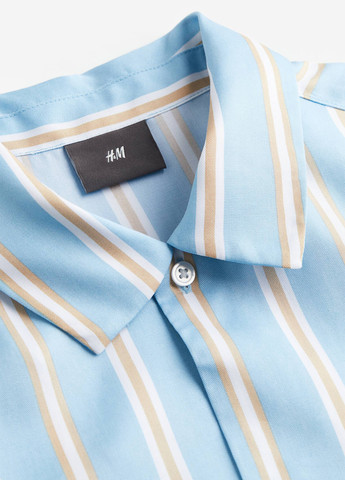 Голубой кэжуал рубашка в полоску H&M
