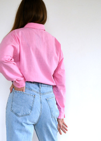 Розовая кэжуал рубашка однотонная Carica