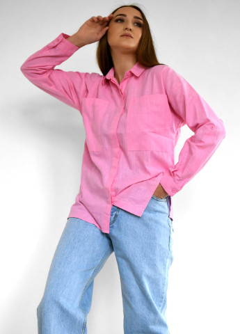 Розовая кэжуал рубашка однотонная Carica