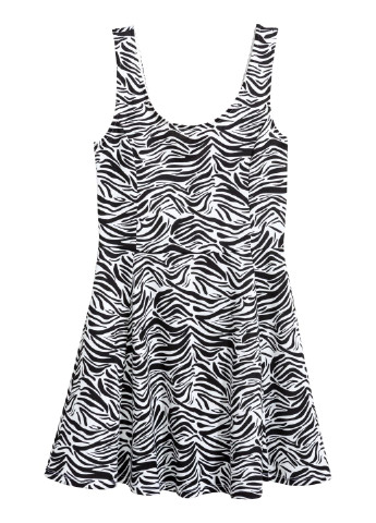 Черно-белое кэжуал платье платье-майка H&M зебра