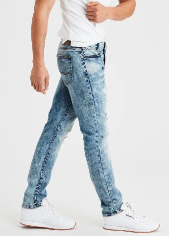 Светло-синие демисезонные скинни джинсы American Eagle