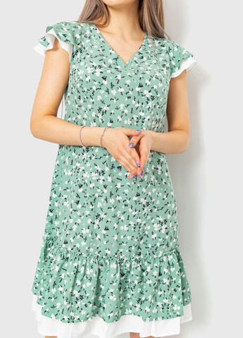 Бирюзовое кэжуал платье а-силуэт Ager с цветочным принтом