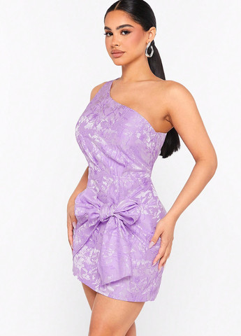 Фиолетовое коктейльное платье на одно плечо SHEIN однотонное