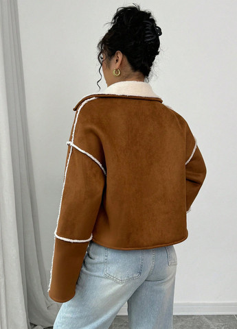 Світло-коричневе Кежуал напівпальто SHEIN однотонне