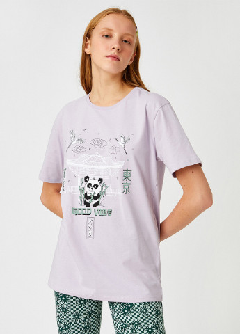 Лиловая летняя футболка KOTON