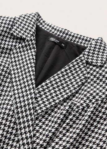 Черно-белое кэжуал, деловое платье платье-жакет SHEIN с узором пье-де-пуль «гусиная лапка»