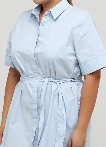 Голубое кэжуал платье рубашка Sheego однотонное