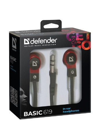 Наушники (63619) Defender basic 619 black-red (253546882)