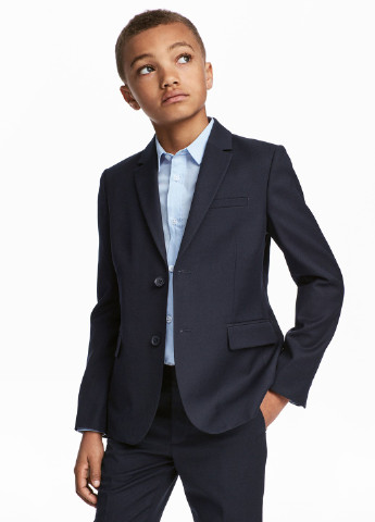 Пиджак H&M меланж тёмно-синий деловой полиэстер