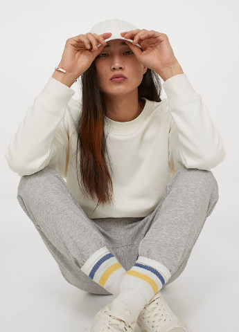 Штани H&M джогери меланжі світло-сірі спортивні футер, бавовна