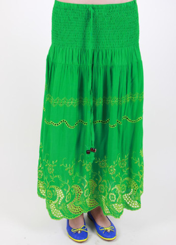 Зеленая кэжуал с орнаментом юбка Carrokar клешированная