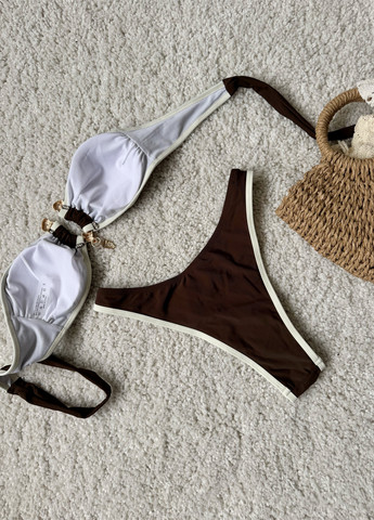 Коричневий літній купальник (ліф, трусики) бандо, роздільний NOVA VEGA