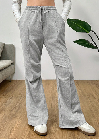 Серые кэжуал демисезонные клеш брюки SHEIN