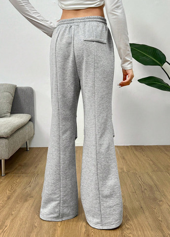 Серые кэжуал демисезонные клеш брюки SHEIN