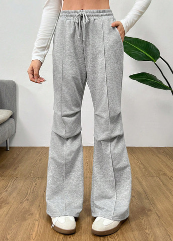 Серые кэжуал демисезонные клеш брюки SHEIN