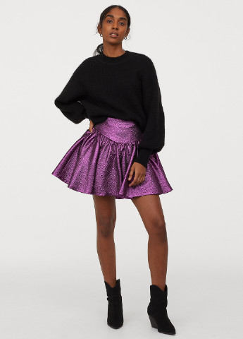 Фиолетовая кэжуал однотонная юбка H&M колокол
