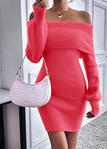 Коралова кежуал сукня сукня светр, з відкритими плечима SHEIN однотонна