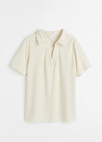 Кремовая женская футболка-поло H&M однотонная